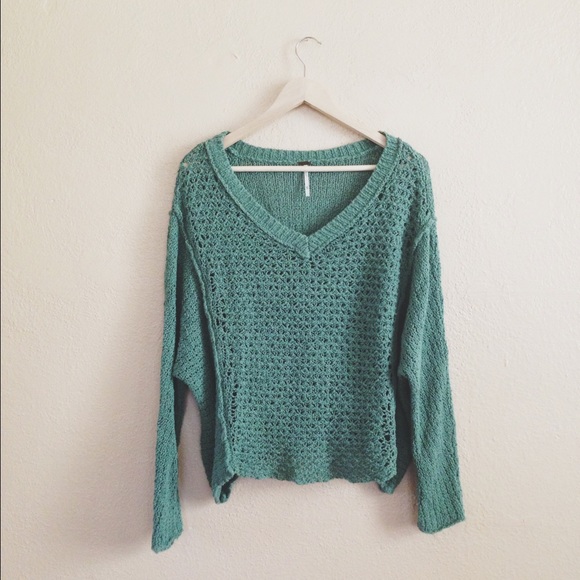 Free People sea foam loose knit sweater Sz XS / S