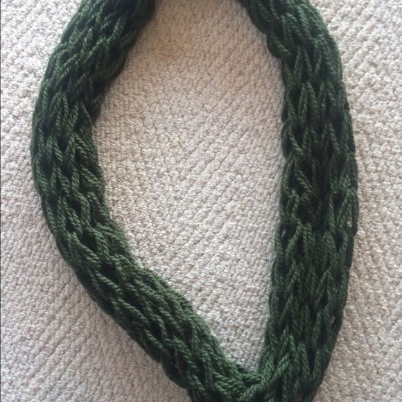 Hunter-green homemade infinity scarf