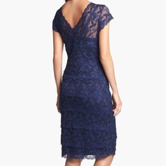 NWT- Nordstrom MARINA tiered lace dress-Gunmetal - Picture 2 of 4