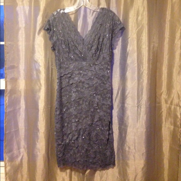 NWT- Nordstrom MARINA tiered lace dress-Gunmetal - Picture 3 of 4