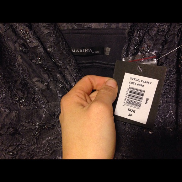 NWT- Nordstrom MARINA tiered lace dress-Gunmetal - Picture 4 of 4