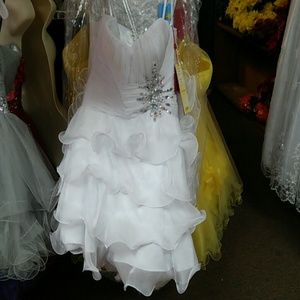 White prom pageant chiffon dress