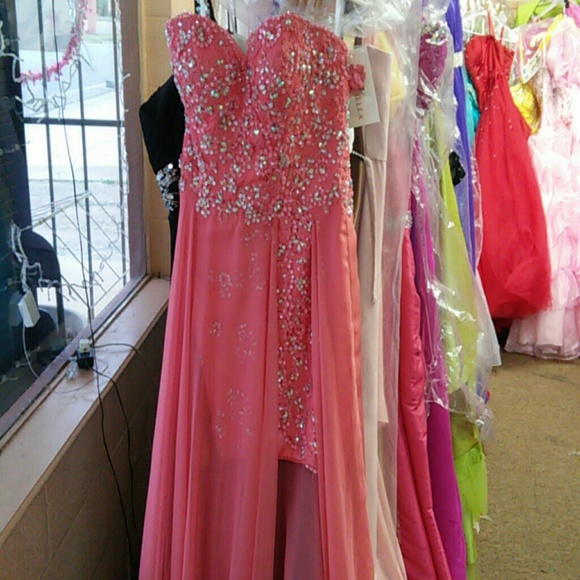New coral pageant prom dress