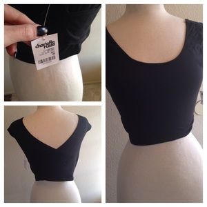 NWT Black cross back crop top