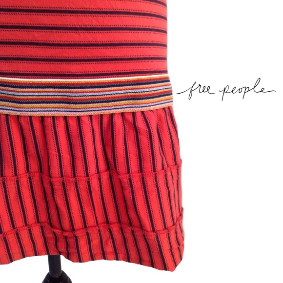 Free people red striped braided strap dress - Picture 4 of 4