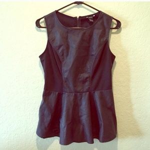 Forever 21 faux leather peplum top black