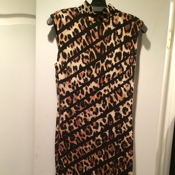 Cache leopard dress with gold zippers