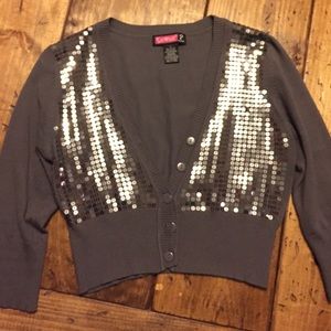 Kohl's gray sequin crop cardigan
