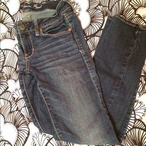 American Eagle Dark Wash Worn Skinny Jeans