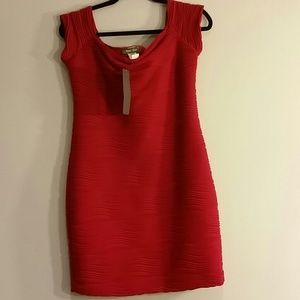 Red capped sleeve dress
