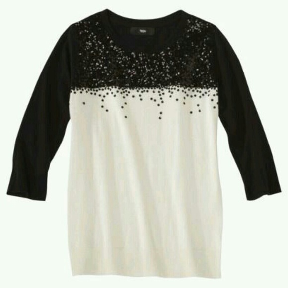 Black and cream sequined sweater