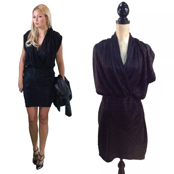 RACHEL Rachel Roy black shimmer draped dress #1046