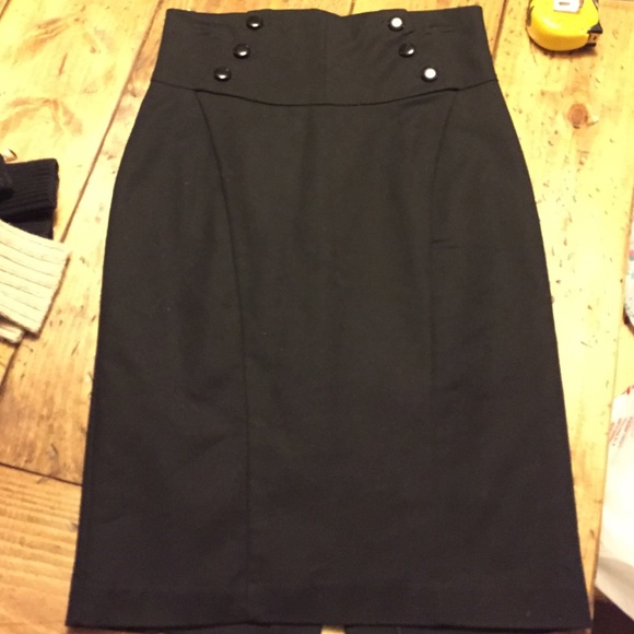 Black high waisted pencil skirt