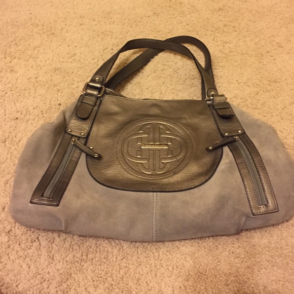 Kate Landry suede and leather gray hobo bag