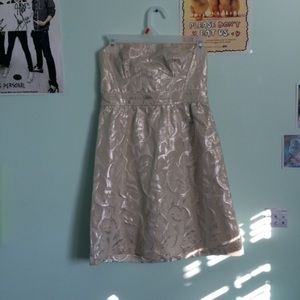 Silver strapless dress