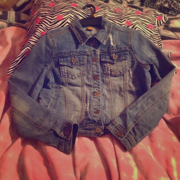 Distressed dark Jean jacket