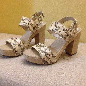 Bone snake skin patterned sandals