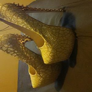 Gold Spiked heels