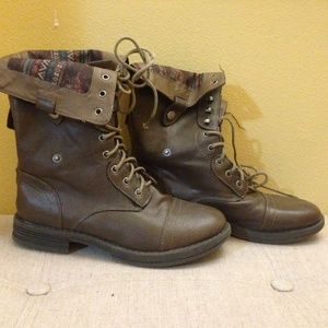 Brown combat boots
