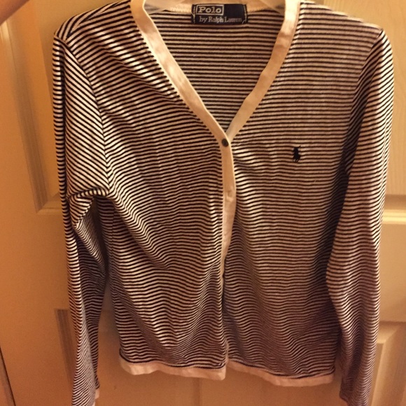 Navy and white cardigan