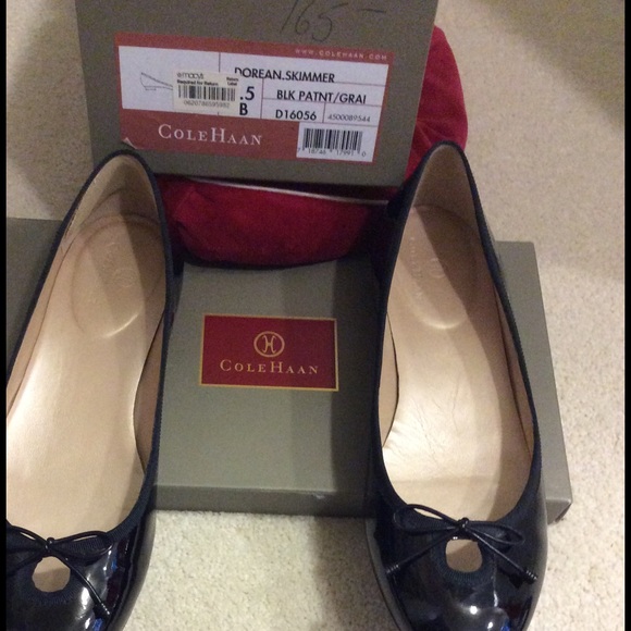 Cole Haan Dorian black patent flats. Worn once.