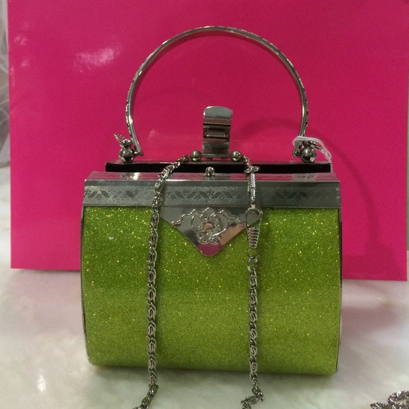 Sparkly lime green evening bag