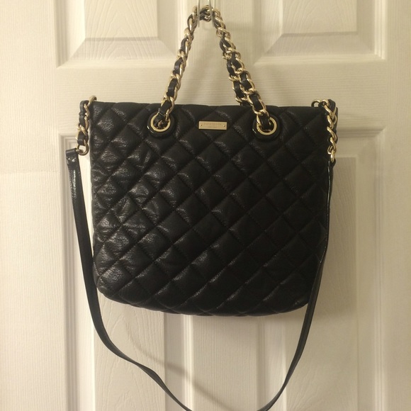 Kate Spade Black Leather Quilted Crossbody Tote