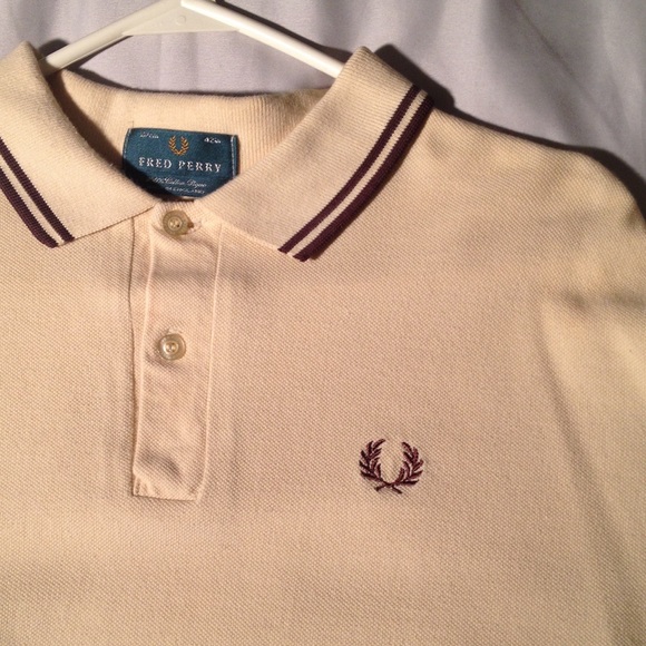 Fred Perry creme with brown piping polo - Picture 2 of 4