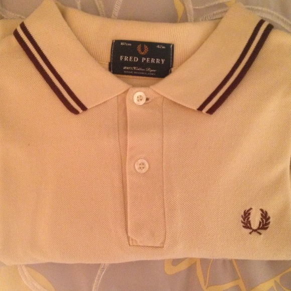 Fred Perry creme with brown piping polo - Picture 4 of 4
