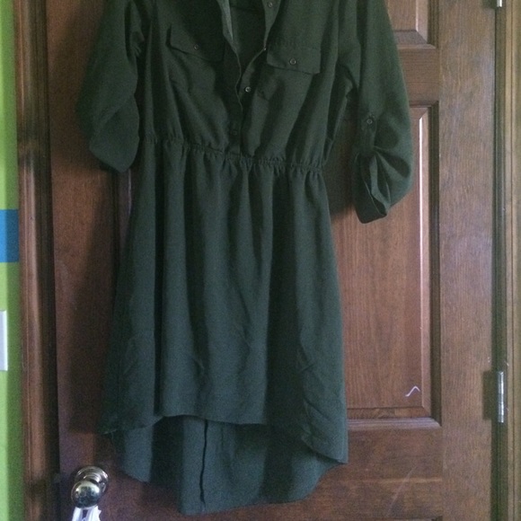 Military Green high low dress - Picture 2 of 2