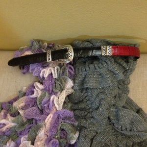 2 frilly scarfs and a Brighton black and red belt