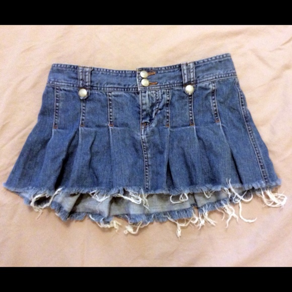 blue jean pleated skirt