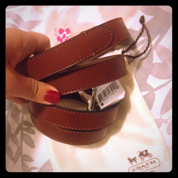 COACH brown leather dog leash large NEW