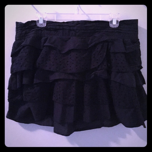 Navy blue ruffled mini skirt