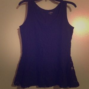 Navy lace peplum top from Loft