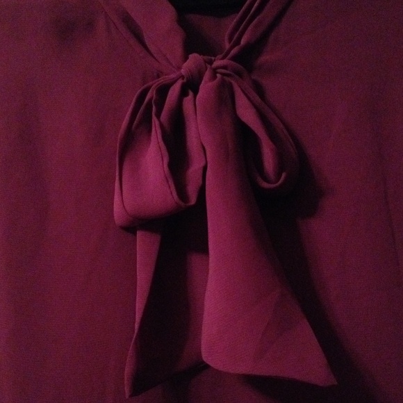 Purple Sheer Blouse With Neck Bow - Picture 2 of 4