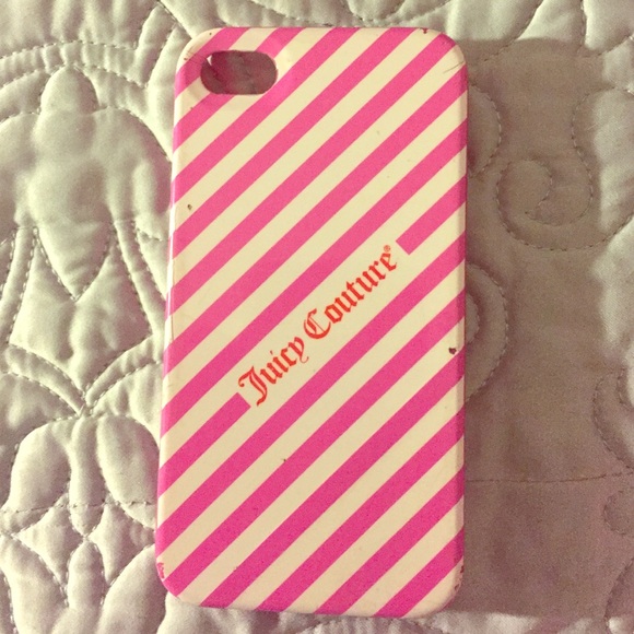 Pink & white striped juicy couture iPhone case.