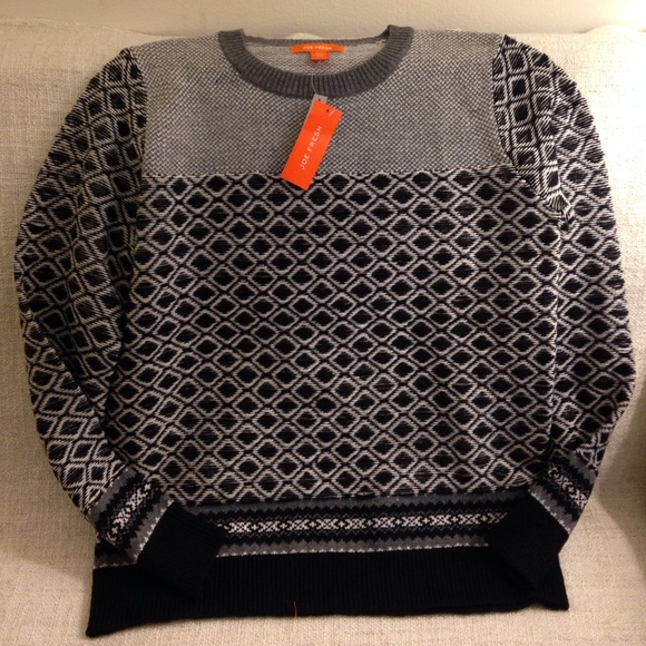 Joe Fresh sweater: Black/white/gray diamond