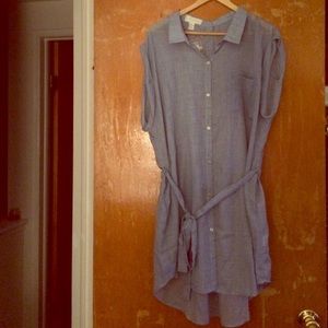 Plus Size Button Down Belted Tunic