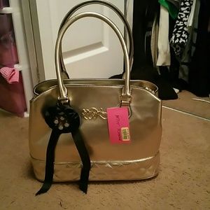 Betsey Johnson gold handbag