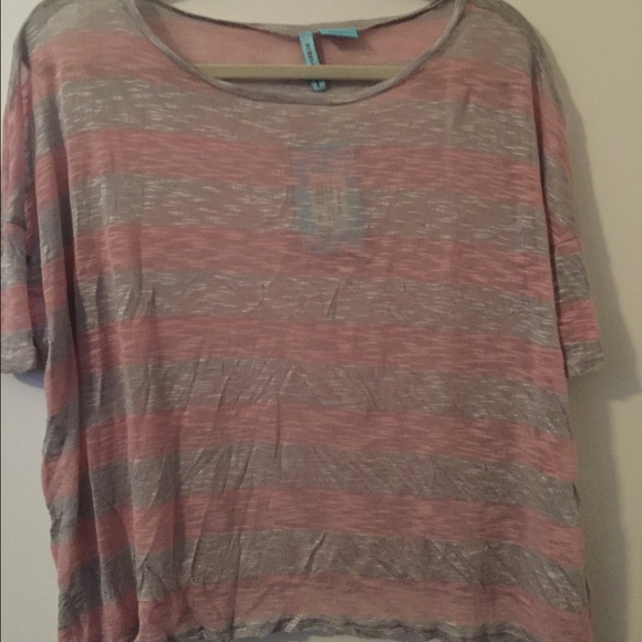 NWT Marciano Grey And Pink Striped Top