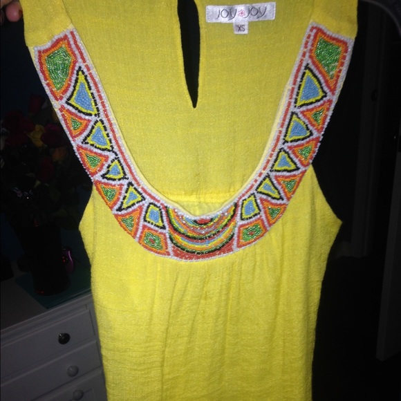 Yellow beaded tank top