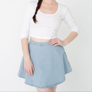 Medium wash indigo denim circle skirt
