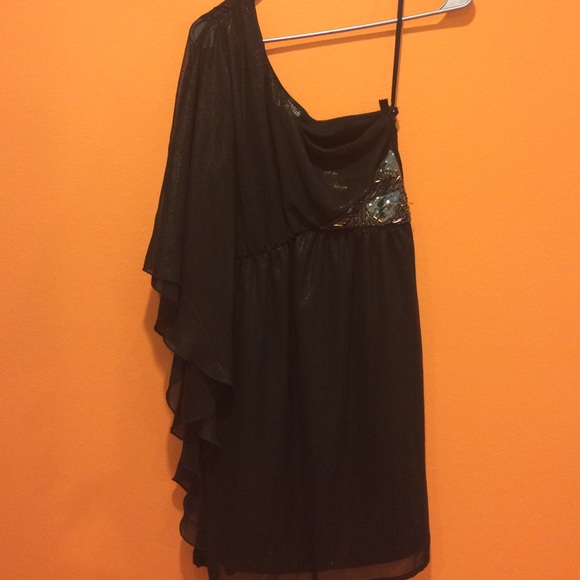 Black one shoulder cocktail dress