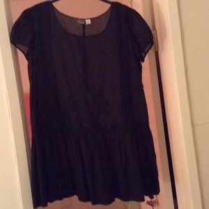 Perfect sheer black pullover feminine tunic/blouse