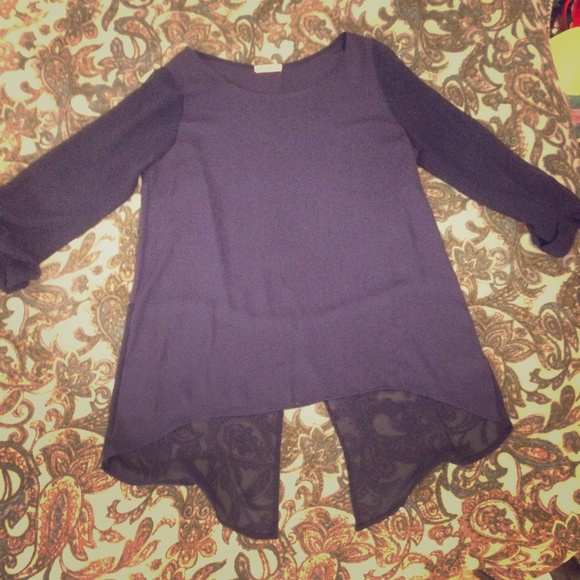 Flirty Navy Tab-Sleeve Blouse!