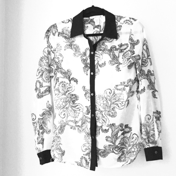 Sheer black and white Kenneth Cole NY top