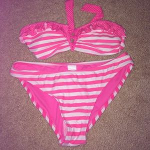 Pink and white Striped bikini!