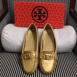SALE! Gold Tory Burch driving loafers size 9.5
