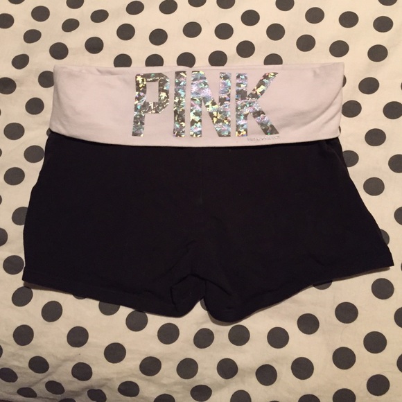 PINK yoga fold over shorts